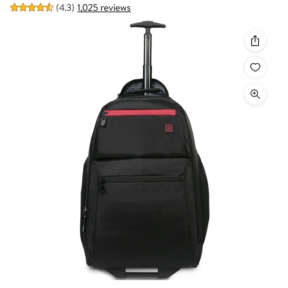 New Protege 22" Black Rolling Backpack with Telescopic Handle